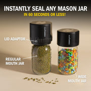 Mason Jar Vacuum Sealer Kit, Electric Vacuum Sealer for Regular Mouth and Wide Mouth Canning Jars, Fully Automated and Portable, includes 10 Chalkboard Top Lids