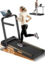 Walking Pad with 15% Incline, Foldable Treadmill with Handle & Desk
