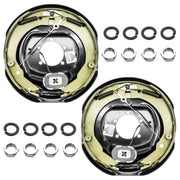 12" x 2" Self Adjusting Electric Trailer Brakes Assembly for 5,200 lbs, 6,000 lbs, 7,000 lbs Trailer #42 Axle with Nuts&Washers, 1 Pair RV Spindle Brake Kit with 5 Holes for Parts Replacement