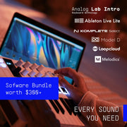 MiniLab 3-25 Key USB MIDI Keyboard Controller With 8 Multi-Color Drum Pads, 8 Knobs and Music Production Software Included, Aquamarine