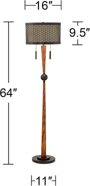 Hunter 64" Tall Rustic Modern Floor Lamp Living Room