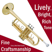 Gold Lacquer Bb Trumpet Set, Rose Brass Leadpipe