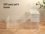 Transparent Clear Small Animal Playpen, Guinea Pig Cages, Puppy Dog Playpen, Pet Playpen, Rabbit Bunny Indoor Outdoor Fence Pen Enclosure, White Clear Plastic Playpen,12 X 12 Inch, 24 Panels