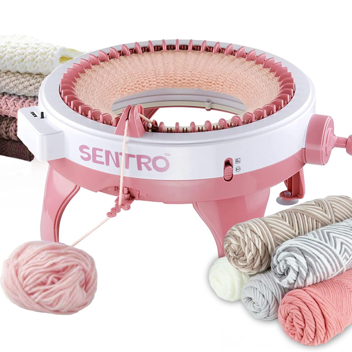 Sentro Knitting Machine, 48 Needles Knitting Loom Machine with Row Counter, Knitting Board Rotating Double Knit Loom Machine Kit