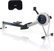 16-Level Dual-Rail Magnetic Rowing Machine, App-Ready Monitor, Wide Seat, Black, 265 lb Capacity