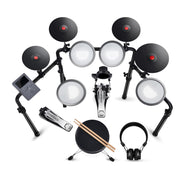 MK-0 Electric Drum Set with 7'' Quiet Mesh Drum Pads, 8'' Full Rubber Cymbals, 12 Kits and 68 Authentic Sounds, USB MIDI, Throne, Sticks, Headphone, 2 Switch Pedals for Beginners & Kids