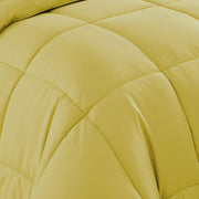 7 Piece Comforter Set Bag Solid Color All Season Soft Down Alternative Blanket & Luxurious Microfiber Bed Sheets, Yellow, Queen (Pack of 4)