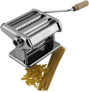 Pasta Maker Machine by - Heavy Duty, Italy Made Steel Construction w Easy Lock Dial and Wood Grip Handle- Make Fresh Homemade Authentic Italian Pasta Noodles- Model 190