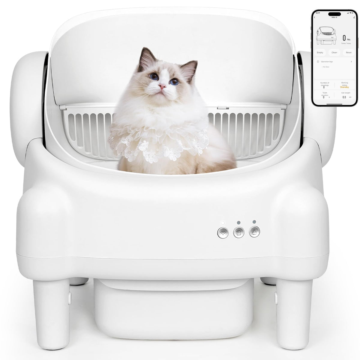 Paruuntys Automatic Litter Box,Safety Sensor,App Control,Open-top Design