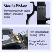 Electric Violin 4/4 Full Size Solid Wood Silent Violin Set for Adults Beginner Practice Electric Fiddle with Ebony Fittings Hard Case & Bow(5 String Black)