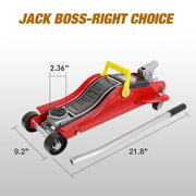 Floor Jack 2.5 Ton (5500 LBs) Hydraulic Low Profile Trolley Car Jack with Portable Storage Case, Lifting Range 3.5" to 14", Fit Use for Automotive Sedans, Red
