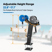Adjustable Boat Trailer Winch Stand with Roller, 1200LB Boat Winch Compatible with 2.7"-4" W x 5" H Trailer Tongues, Steel Winch Holder for Jet Ski, Sailboat, Speedboat, Fishing Boat