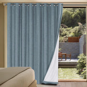 Linen Blackout Curtains Durable Thick Textured Linen Look 100% Blackout Patio Door Curtain Anti Rust Grommet Extra Wide Sliding Door Curtain Panel, Natural，W100 x L108 inch (Pack of 4)