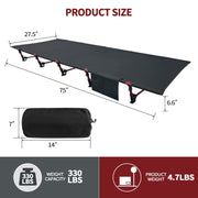 Portable Camping Cot Sleeping Cot Ultralight Backpacking Cot Bed for Outdoor Hiking Travel Beach Mountaineering (Black)