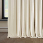 Extra Wide Plush Velvet Blackout Curtains (1 Panel) 100W X 84L, Diva Cream