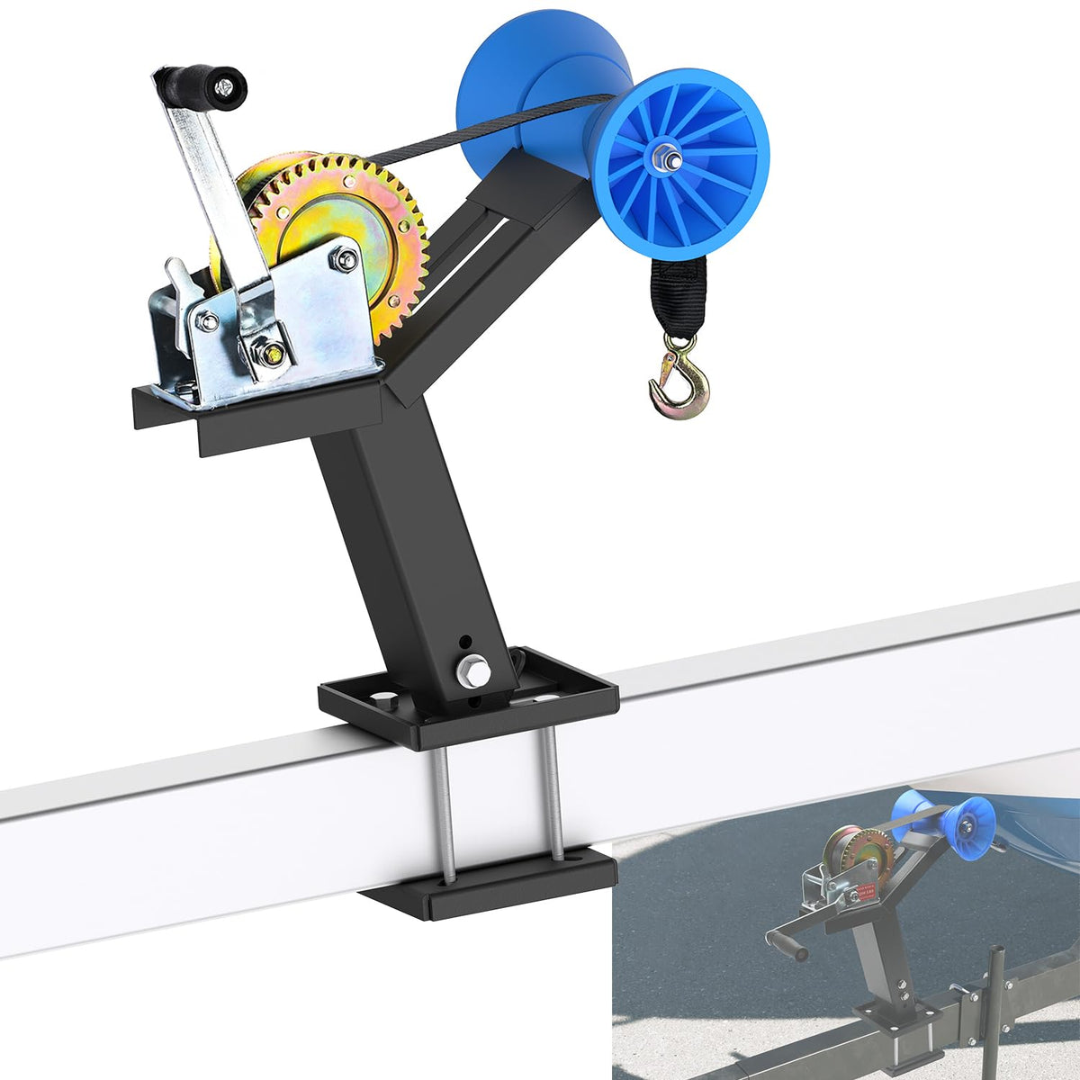 Boat Trailer Winch Post with Bow Stop Roller, 1200lbs Winch Included