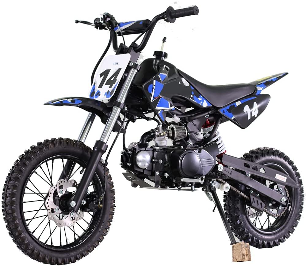 110cc Dirt Bike Pit Bike Kids Dirtbike DB14 Gas Dirtbike for Kids Children (Blue)