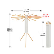 Clothes Drying Rack, Clothing Stand, Foldable Laundry Drying Rack Portable clothes rack with wooden rods, plastic cylinder and tripod base for apartments, balconies, RVs, camping and travel