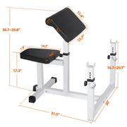 Preacher Curl Weight Bench, Strength Training Max load 450LBS Home Gym Fitness Equipment, Seated Arm Isolated Barbell Dumbbell Bicep Station