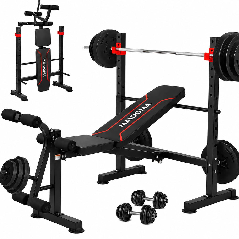 Foldable 1500LBS Capacity 8 IN 1 Weight Bench Set with Leg Extension/Squat Rack/Preacher Curl, Adjustable Bench Press for Home Gym Full Body Workout (US Stock)