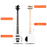 Electric Bass Guitar Full Size Flame Design Bass Guitar Kit (White)