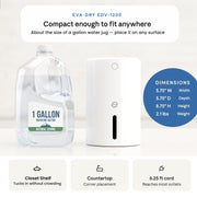 EDV-1200 Electric Dehumidifier, Up to 133 Sq Ft, Quiet Peltier Compact by design for small rooms — bathroom, closet, RV & boat | Auto shut-off | Quiet Peltier, 35dB