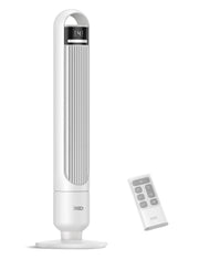 Portable Bladeless Tower Fan, 35.6" Oscillating Fan for Bedroom, 25Ft/s Fan that Blow Cold Air, 12H Timer, 3 Speeds, Remote Control, 180° Max Oscillating, Quiet Fan for Room No Window, White