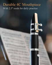 Upgraded Bb Ebonite Clarinet Intermediate, Silver, Full Kit, ECL-400