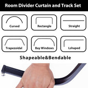 Room Divider Blackout Curtains & Ceiling Curtain Track Set Wall Mount Extra Wide Track Curtains Flexible Sliding Curtain Rod Room Separation Privacy（W 216 x H 96 in Beige Drape & Black Rail）
