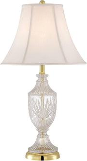 26 1/2" Tall Table Lamps Set of 2 Gold Brass Cut Clear Glass Urn