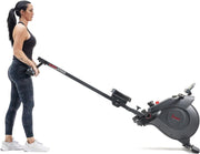 16-Level Magnetic Rowing Machine with Extended Slide Rail, App-Ready Monitor, Wide Seat, Gray, 300 lb Capacity
