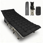 Folding Camping Cot for Adults,600LBS Max Load,28" Wide Sleeping Cot with Removable Thick Mattress Portable Foldable Camping Bed with Carry Bag for Camp,Home,Office,Travel,Black