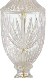 26 1/2" Tall Table Lamps Set of 2 Gold Brass Cut Clear Glass Urn