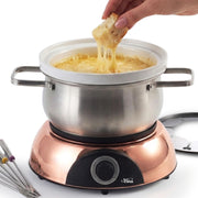 Electric Fondue Pot Set for Cheese, Chocolate, Broth & Hot Pot 2.6QT, Adjustable Temperature Control, Removable Stainless Steel & Ceramic Bowls, 8 Color-Coded Forks