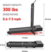 3.0HP Walking Pad Treadmill with LED Display & Remote APP – Handle Bar, 300 LBS Capacity, Portable Under-Desk Design for Home Use