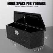 35inch Heavy Duty Aluminum Truck Bed Tool Box Chest Storage Organizer for Pick Up Truck Bed RV Trailer Tool Box with Lock and Keys-Black