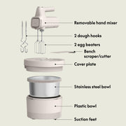 3.5 Qt Hand & Stand Mixer, 2 in 1 Electric Mixer with Bowl, Oatmilk