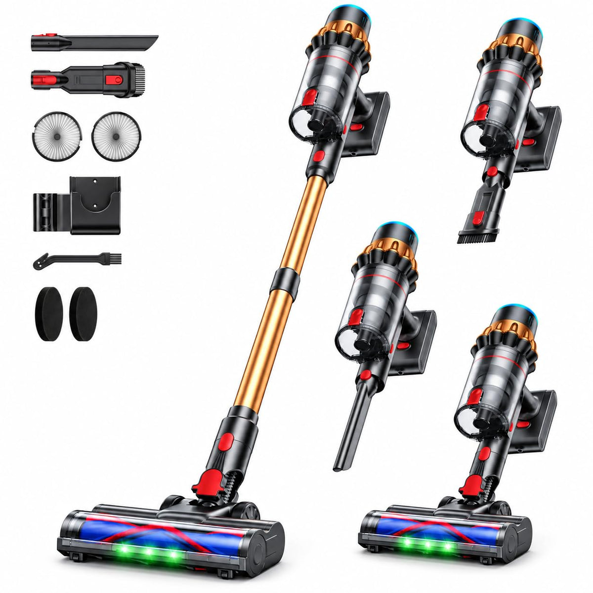 Cordless Vacuum Cleaner, 680W 58KPa Max 85 Mins, Vacuum Cleaners for Home, Stick Vacuum Cleaner with 3 Adjustable Modes, Lightweight Vacuum for Home Floor Carpet Cleaning