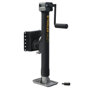 JX5 Side Mount Trailer Jack – 5,000 LB Capacity with Drill-Powered Crank, Pipe Mount Bracket, Drop Leg, Footplate, and Wrinkle Black Powder Coating