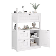 Bathroom Cabinet, Modern Bathroom Floor Storage Cabinet Organizer with 1 Door and 3 Drawers, Freestanding Cupboard for Kitchen/Living Room Use