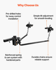 Weight Distribution Hitch, 10000 lbs Max Towing & 1000 lbs Max Tongue, Weight Distributing Hitches Kit Includes 2 in Shank and 2-5/16 in Ball, Load Leveling Hitch for Trailers, Black