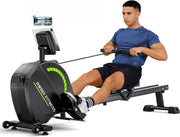 16-Level Magnetic Rowing Machine with Extended Slide Rail, Advanced LCD Monitor, Standard Seat, Charcoal, 250 lb Capacity