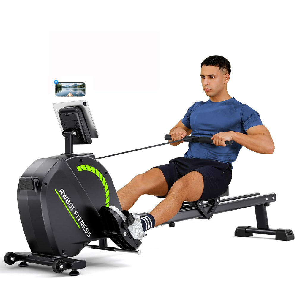 Rowing Machine, Upgraded Rowing Machines for Home, Magnetic Rower Max 350 LBS, 16 Levels of Workout Resistance, Dual Slide Rail, App Compatible, LCD Monitor, Ergonomic Seat for Gym Exercise