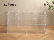 Transparent Clear Small Animal Playpen, Guinea Pig Cages, Puppy Dog Playpen, Pet Playpen, Rabbit Bunny Indoor Outdoor Fence Pen Enclosure, White Clear Plastic Playpen,12 X 12 Inch, 24 Panels