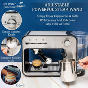 Professional Espresso Machine for Home 15 Bar with Milk Frother Steam Wand, Espresso Maker with Double-Cup Splitter, 1450w Fast Heating Cappuccino & Latte machine 37Oz Water Tank