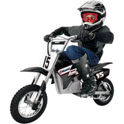Kid and Teen Dirt Rocket 24 Volts High Torque Electric Motorcycle with Pneumatic Tires, Speeds up to 14 Miles Per Hour, 2 Pack, Black/Green