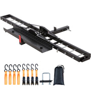 Motorcycle Carrier, 600 LBS Steel Motorcycle Carrier Hitch Mount with 47" Longer Ramp, Scooter Dirt Bike Trailer Hauler with Ratchet Straps and Stabilizer, for Car, Truck with 2" Hitch Receiver