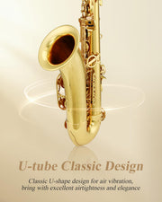 Tenor Saxophone Beginner Bb Flat Sax, Golden Full Kit, TS-II