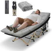 Camping Cots for Adults, 600lbs Capacity, Folding Camping Cot with Mattress, Sleeping Cots for Adults with Carry Bags for Travel,Beach,Patio,Home Office,Nap Time