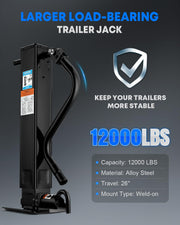 12000 lbs Trailer Jack Heavy Duty, 26" Vertical Travel, Weld on
